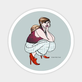 Woman squatting in heels : Magnet